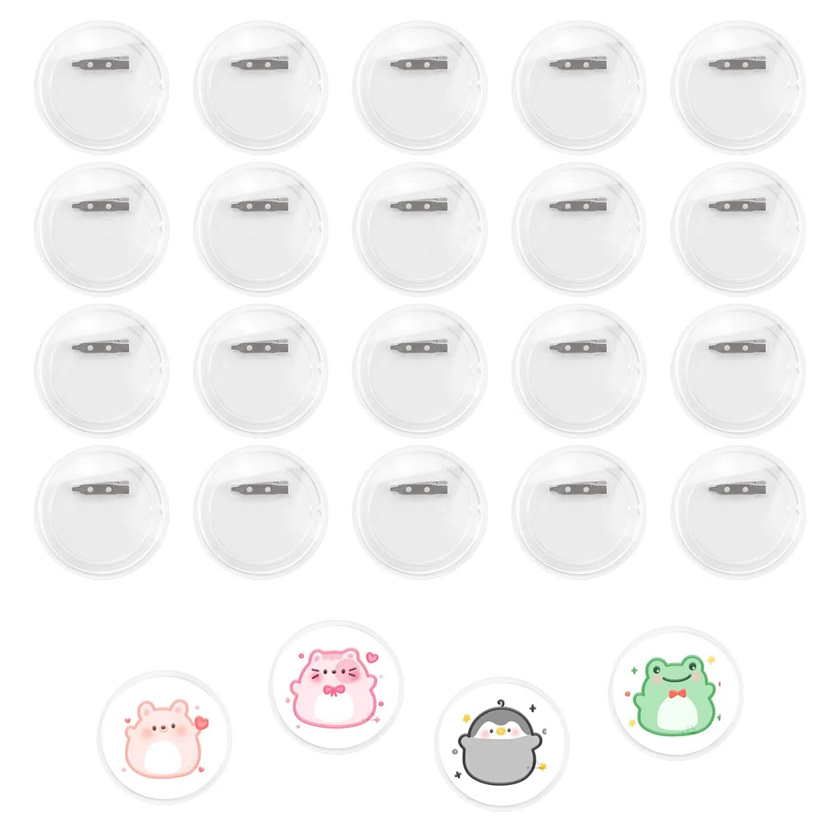 20 Pezzi Spille Personalizzate 60mm Spille Fai da Te, Trasparenti Rotonde Badge, Acrilico Spilla Bottoni Spillette Distintivo Spilla per Attività Manuali Zaino Vestiti e Artigianato