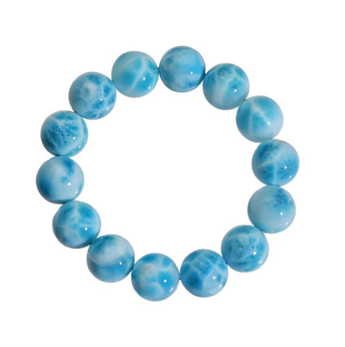 Bracciale Elastico in Cristallo di Larimar, Bracciale con Pietre preziose Naturali per Donna, Eleganti Gioielli in Pietra per Regali creativi di Compleanno e San Valentino,13~13.9mm