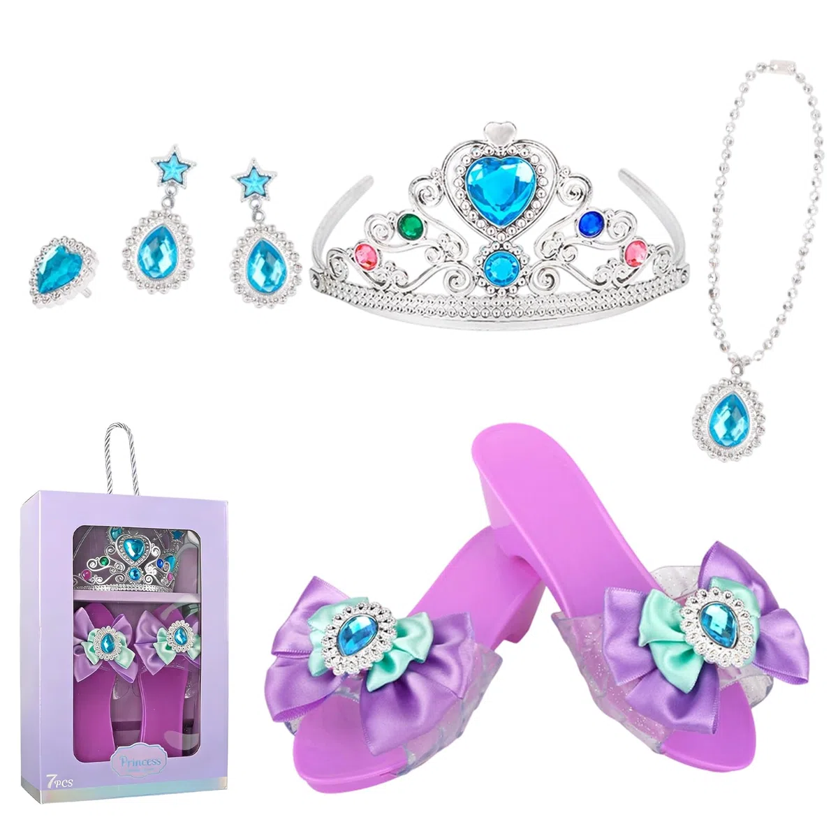 Giochi di Travestimento per Bambine - Set Gioco di Ruolo da 5 Pezzi per Bambine,Set Scarpe Travestimento Principessa,per Festa Compleanno Vacanze Recita Scolastica Evento Carnevale