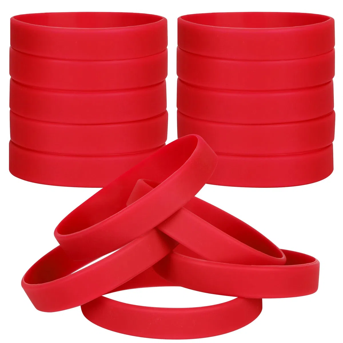 50 pezzi Braccialetti in silicone per bambini, braccialetti elastici in gomma per feste sportive Braccialetto Rosso