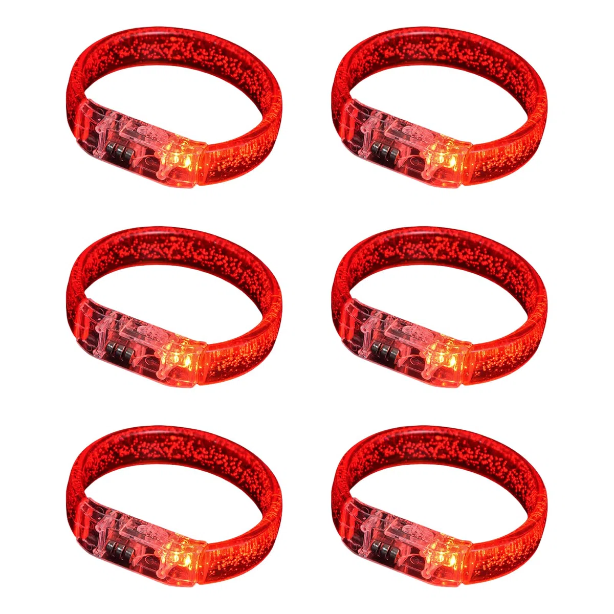 Confezione da 6 braccialetti in acrilico a LED per festival e attività notturne, braccialetti luminosi per bambini, forniture per feste, concerti e festival