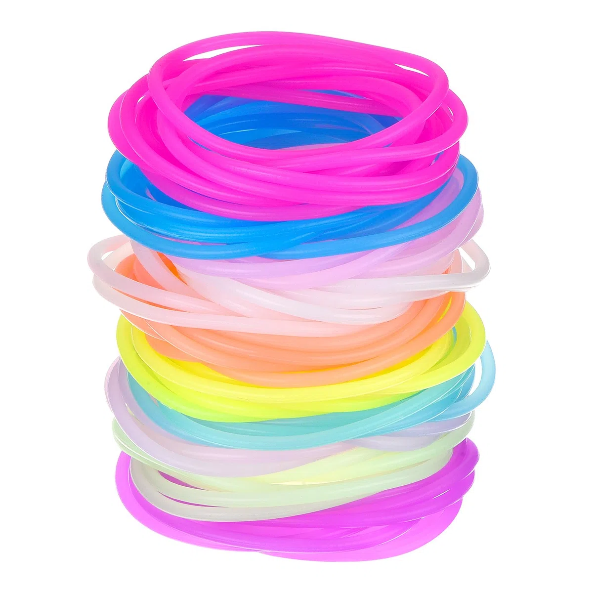 Hotop Multicolore Silicone Braccialetto Luminoso Elastici per Capelli per Ragazze Donne, 100 Pezzi (luminescente)