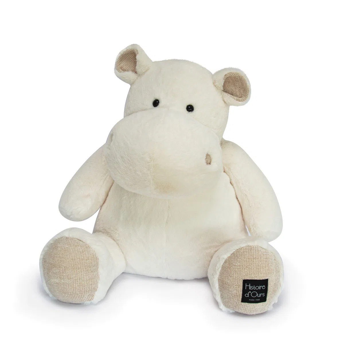 Histoire d'ours - Peluche gigante Ippopotamo - Hip'Chic - Avorio - 85 cm - Molto grande peluche morbido e carino per i Calins - Regalo per la nascita e il compleanno per bambini - HIPPO - HO3092