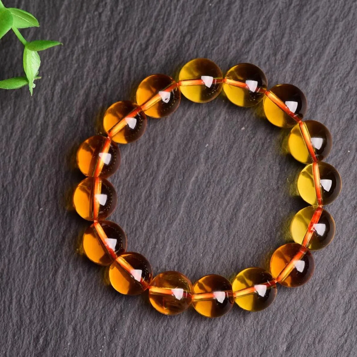 Bracciale in Cristallo di citrino Naturale,Braccialetti con Perline di Pietre preziose Gialle per Donne e Uomini,Braccialetti Elastici curativi con Perline Rotonde per Portare ricchezza,16mm